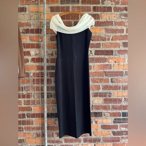 Carol Little Black & Cream Long Dress Vintage Size Small